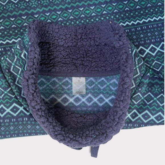 St. John's Bay Pullover Green & Navy Mock Turtleneck Sweatshirt Size Large - Picture 4 of 7
